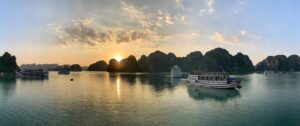 halong, vietnam, sunset, nature, mood, bay, sea