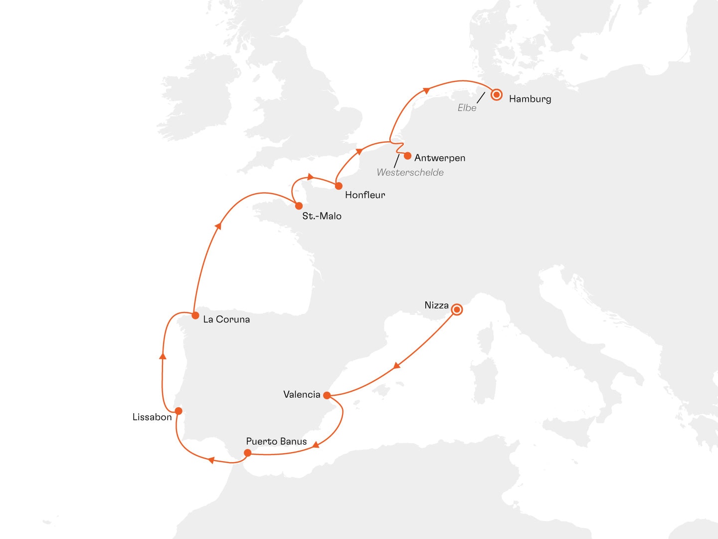 EUR2710_DE Golfkreuzfahrt Nizza bis Hamburg MS Europa